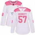 Women Toronto Maple Leafs #57 Travis Dermott Authentic White Pink Fashion NHL Jersey