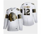 Chicago Blackhawks #12 Alex DeBrincat White Golden Edition Limited Stitched Hockey Jersey