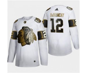 Chicago Blackhawks #12 Alex DeBrincat White Golden Edition Limited Stitched Hockey Jersey