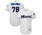 Miami Marlins Jordan Holloway White Home Flex Base Authentic Collection Baseball Player Jersey