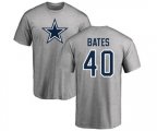 Dallas Cowboys #40 Bill Bates Ash Name & Number Logo T-Shirt