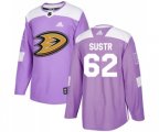 Anaheim Ducks #62 Andrej Sustr Authentic Purple Fights Cancer Practice Hockey Jersey
