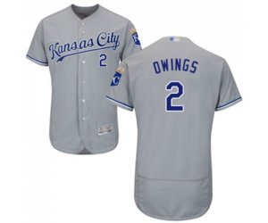 Kansas City Royals #2 Chris Owings Grey Road Flex Base Authentic Collection Baseball Jersey