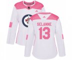 Women Winnipeg Jets #13 Teemu Selanne Authentic White Pink Fashion NHL Jersey