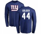 New York Giants #44 Markus Golden Royal Blue Name & Number Logo Long Sleeve T-Shirt