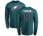 Philadelphia Eagles #8 Clayton Thorson Green Name & Number Logo Long Sleeve T-Shirt