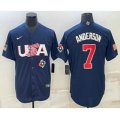 USA Baseball #7 Tim Anderson 2023 Navy World Baseball Classic Stitched Jerseys