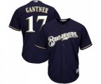 Milwaukee Brewers #17 Jim Gantner Replica Navy Blue Alternate Cool Base Baseball Jersey