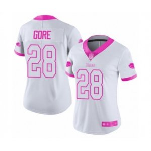 Women\'s Buffalo Bills #28 Frank Gore Limited White Pink Rush Fashion Football Jersey