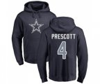 Dallas Cowboys #4 Dak Prescott Navy Blue Name & Number Logo Pullover Hoodie