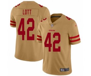 San Francisco 49ers #42 Ronnie Lott Limited Gold Inverted Legend Football Jersey