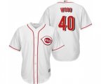 Cincinnati Reds #40 Alex Wood Replica White Home Cool Base Baseball Jersey
