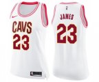 Women's Cleveland Cavaliers #23 LeBron James Swingman White Pink Fashion Basketball Jersey