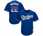 Los Angeles Dodgers #22 Clayton Kershaw Replica Royal Blue USA Flag Fashion Cool Base Baseball Jersey
