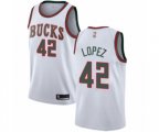 Milwaukee Bucks #42 Robin Lopez Swingman White Fashion Hardwood Classics Basketball Jersey