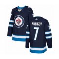 Winnipeg Jets #7 Dmitry Kulikov Authentic Navy Blue Home Hockey Jersey
