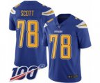 Los Angeles Chargers #78 Trent Scott Limited Electric Blue Rush Vapor Untouchable 100th Season Football Jersey