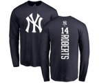 MLB Nike New York Yankees #14 Brian Roberts Navy Blue Backer Long Sleeve T-Shirt