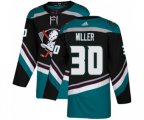 Anaheim Ducks #30 Ryan Miller Authentic Black Teal Alternate Hockey Jersey