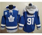Toronto Maple Leafs #91 John Tavares Blue Ageless Must-Have Lace-Up Pullover Hockey Hoodie