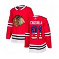 Chicago Blackhawks #91 Drake Caggiula Authentic Red USA Flag Fashion Hockey Jersey