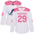 Women Tampa Bay Lightning #29 Slater Koekkoek Authentic White Pink Fashion NHL Jersey