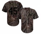 Milwaukee Brewers #45 Jhoulys Chacin Authentic Camo Realtree Collection Flex Base Baseball Jersey