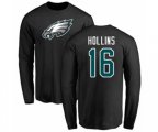 Philadelphia Eagles #16 Mack Hollins Black Name & Number Logo Long Sleeve T-Shirt