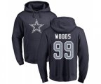 Dallas Cowboys #99 Antwaun Woods Navy Blue Name & Number Logo Pullover Hoodie
