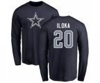 Dallas Cowboys #20 George Iloka Navy Blue Name & Number Logo Long Sleeve T-Shirt