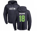 Seattle Seahawks #18 Jaron Brown Navy Blue Name & Number Logo Pullover Hoodie