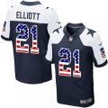 Dallas Cowboys #21 Ezekiel Elliott Elite Navy Blue Alternate USA Flag Fashion NFL Jersey