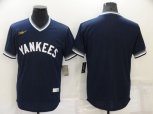 New York Yankees Blank Navy Blue Cooperstown Collection Stitched MLB Throwback Jersey