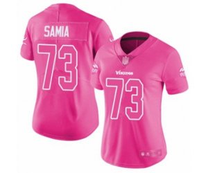 Women Minnesota Vikings #73 Dru Samia Limited Pink Rush Fashion Football Jersey