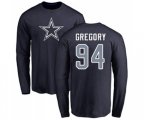 Dallas Cowboys #94 Randy Gregory Navy Blue Name & Number Logo Long Sleeve T-Shirt