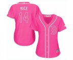 Women's Boston Red Sox #14 Jim Rice Authentic Pink Fashion Baseball Jersey