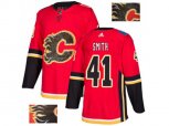 Adidas Calgary Flames #41 Mike Smith Red Home Authentic Fashion Gold Stitched NHL Jersey