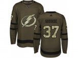 Tampa Bay Lightning #37 Yanni Gourde Green Salute to Service Stitched NHL Jersey