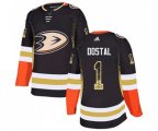 Anaheim Ducks #1 Lukas Dostal Authentic Black Drift Fashion Hockey Jersey