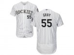 Colorado Rockies #55 Jon Gray White Strip Flexbase Authentic Collection Stitched MLB Jersey