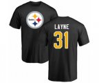 Pittsburgh Steelers #31 Justin Layne Black Name & Number Logo T-Shirt
