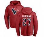 Houston Texans #27 D'Onta Foreman Red Name & Number Logo Pullover Hoodie