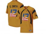 2016 US Flag Fashion West Virginia Mountaineers Geno Smith #12 College Football Mesh Jersey - Gold
