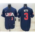 USA Baseball #3 Mookie Betts Number 2023 Navy World Baseball Classic Stitched Jerseys