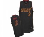 Miami Heat #3 Dwyane Wade Authentic Black Carbon Fiber Fashion Basketball Jersey
