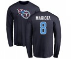 Tennessee Titans #8 Marcus Mariota Navy Blue Name & Number Logo Long Sleeve T-Shirt