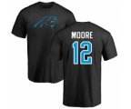 Carolina Panthers #12 DJ Moore Black Name & Number Logo T-Shirt
