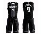 Detroit Pistons #9 Langston Galloway Swingman Black Basketball Suit Jersey - City Edition