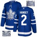 Toronto Maple Leafs #2 Ron Hainsey Authentic Royal Blue Fashion Gold NHL Jersey