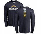 Los Angeles Chargers #20 Desmond King Navy Blue Backer Long Sleeve T-Shirt